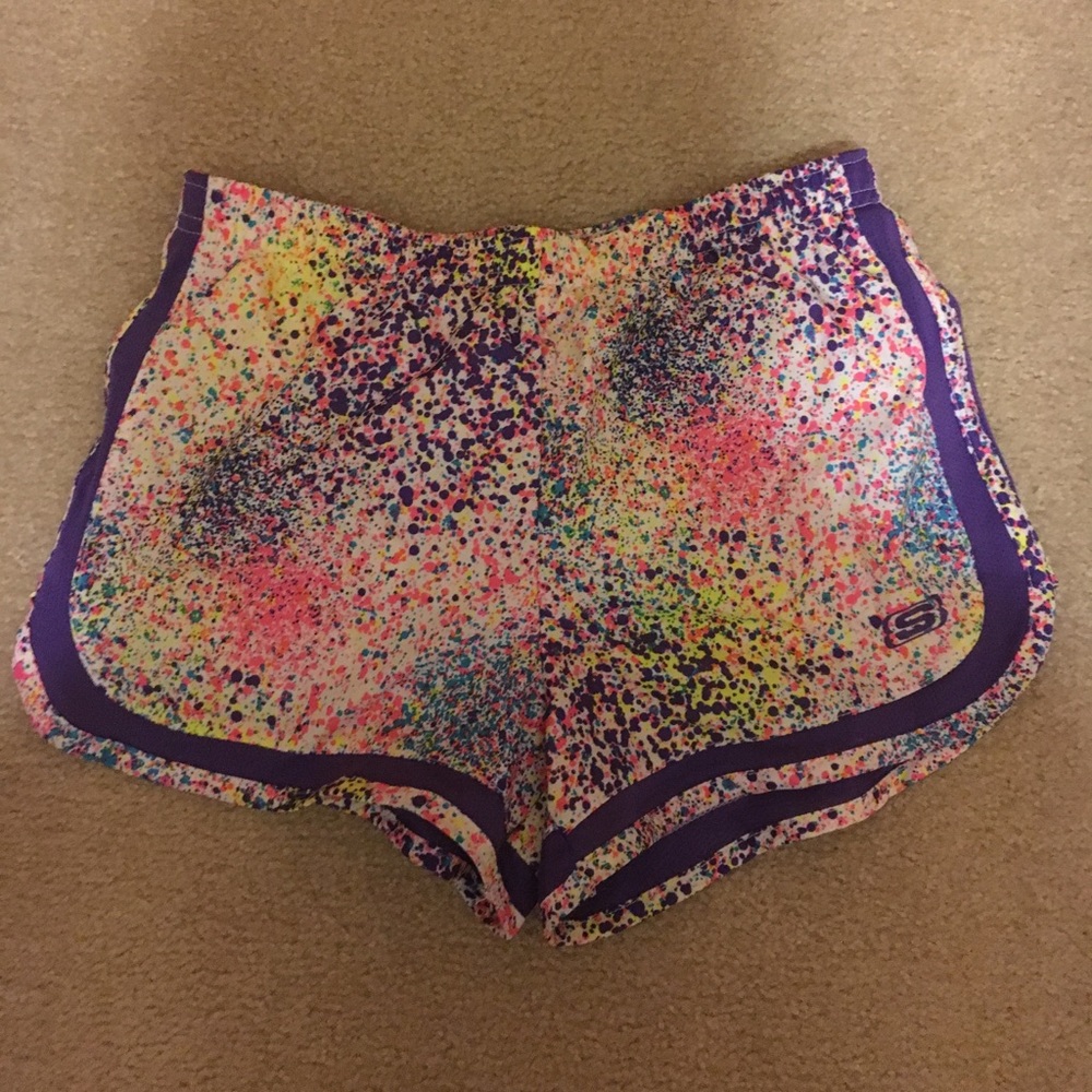 Neon Splatter Paint Running Shorts